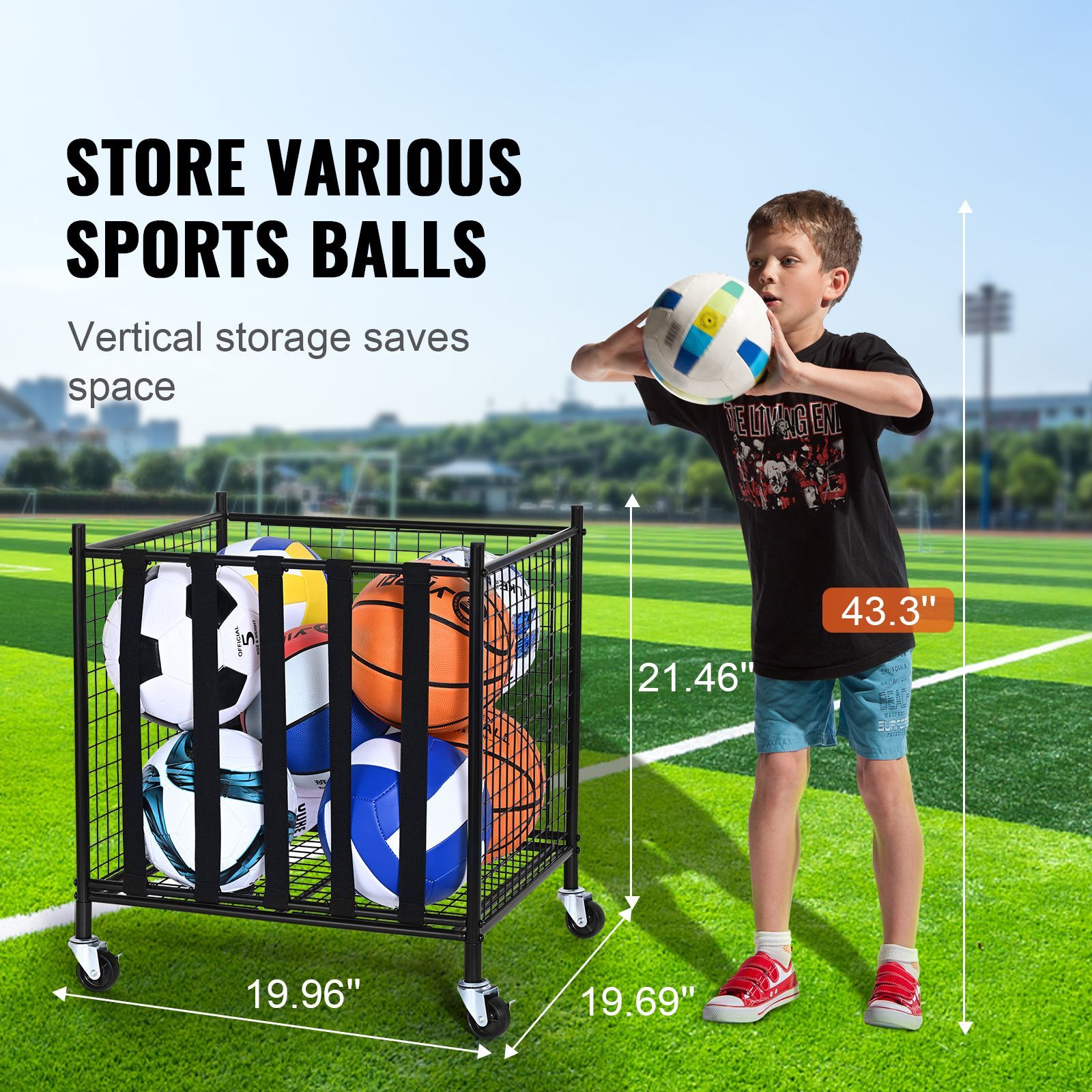 Rolling Sports Ball Storage Ca - Sports Equipment Organizer Rack 评论和价格