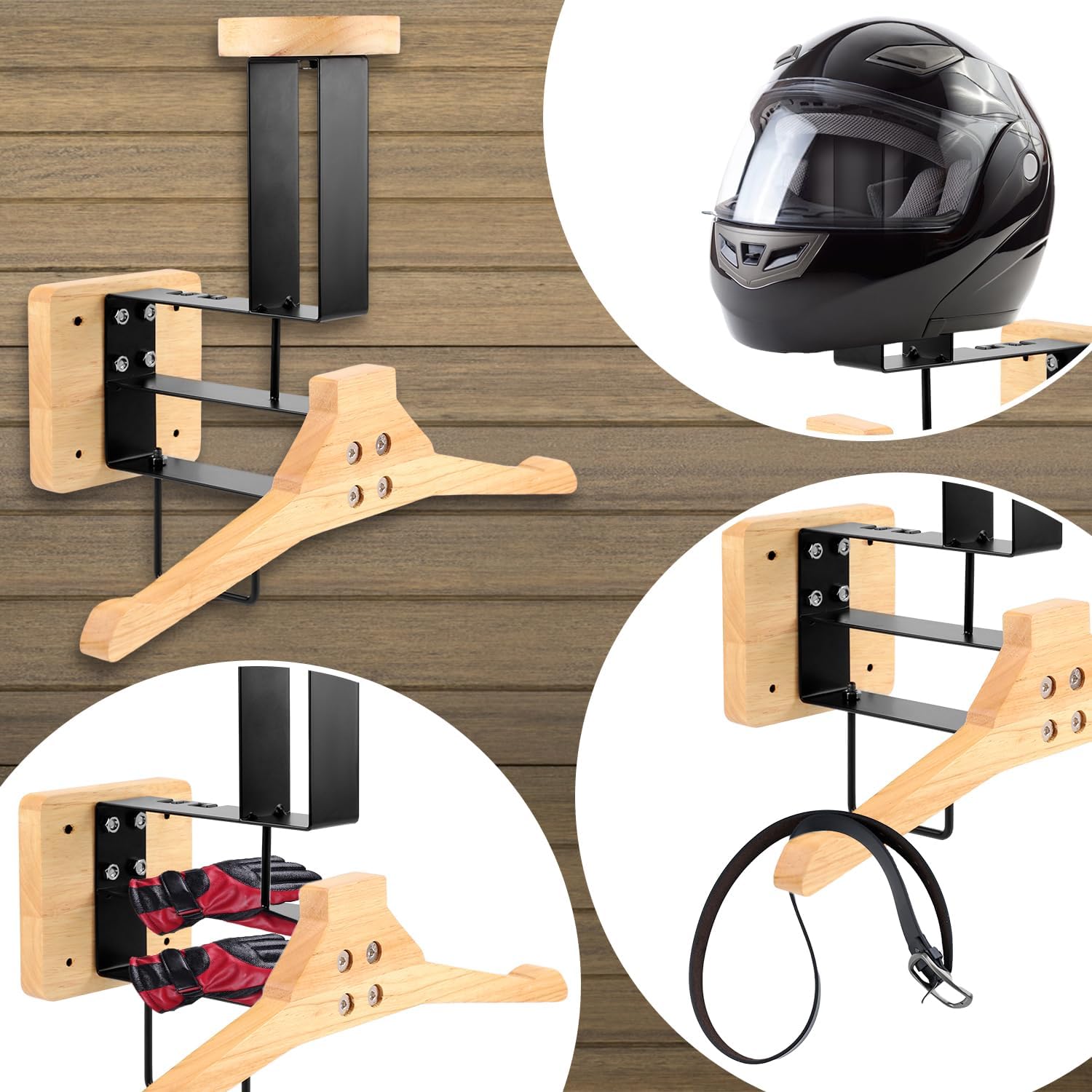 Wood Motorcycle Helmet Holder  - Sports Equipment Organizer Rack 评论和价格