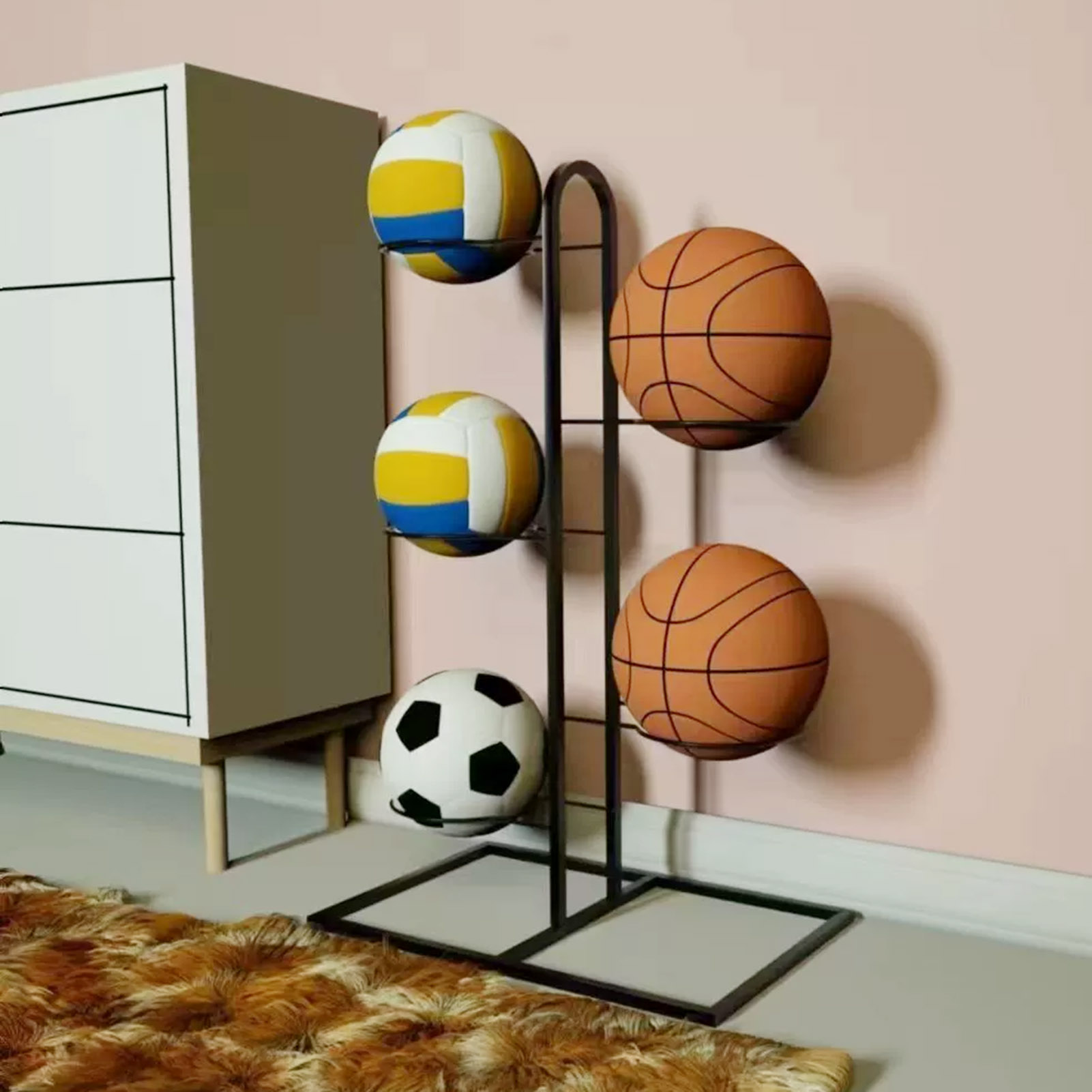 Foldable Basketball Rack Multi - Sports Equipment Organizer Rack 评论和价格
